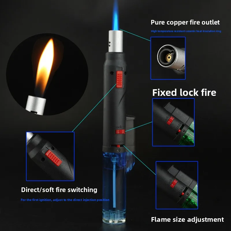 

Extended Butane Gas Lighter With Dual Flames Straight To Open Flame Switch Gas Lighter Cigarette Accessories Men's Small Gift