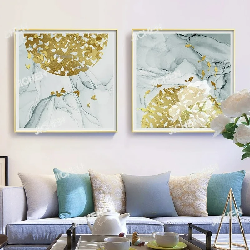 

Декоративные картины для гостиной в китайском стиле, общежитие, крыльцо, квадратная абстрактная фреска, роскошный ресторан, одинарная подвесная картина H