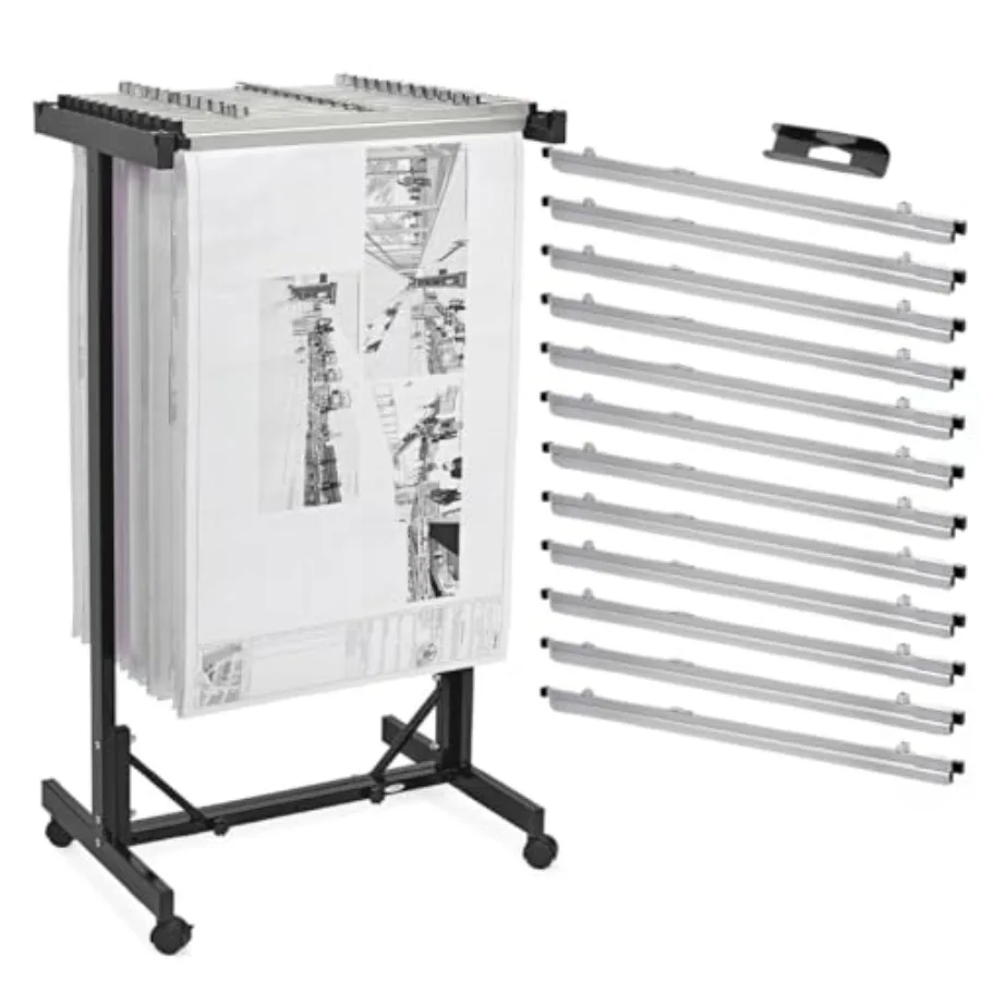 

Adir Blueprint Rack and Clamps - 12 Pack Heavy-Duty Mobile Document Storage Rack for Blueprints Posters Maps Construction Plans