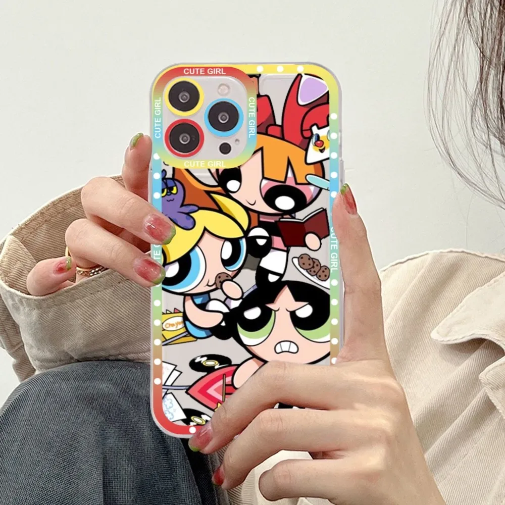 Cute Cartoon Powerpuffs Girls For Samsung S 20 21 22 23 lite plus ultra Clear Mobile Cover Funda