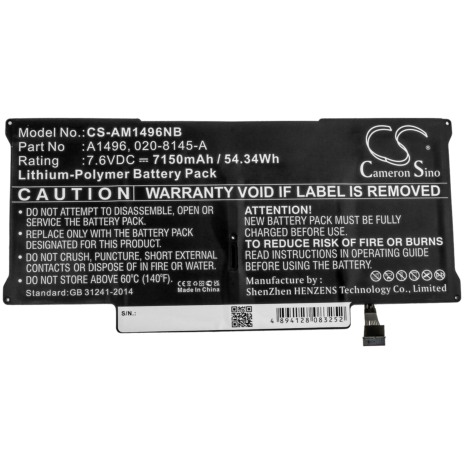 

Li-Polymer Notebook, Laptop Battery for Apple,7150mAh,MacBook Air 13" A1466 2013 MD760LL/A MD760LL/B,A1496 020-8142-A 661-7474