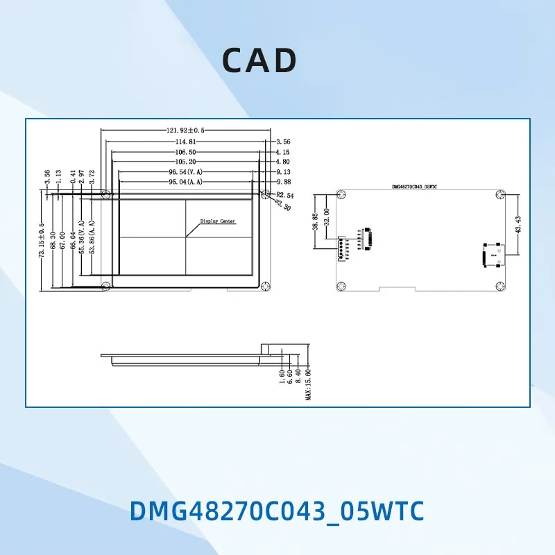 4.3 Inch, 480*272 Pixels Resolution, 262K Colors, TN-TFT-LCD, Normal Viewing Angle 8MB Flash DMG48270C043_05W