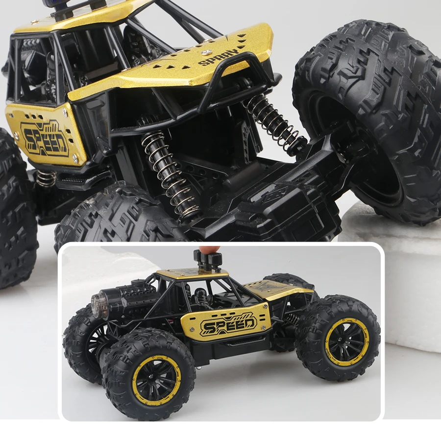 2.4g Remote Control Off-Road Alloy Car with Shock Absorbers, Climbing Fast Car with Music, Lights, and Spray, Children's Electric Rc Toy, Boys' Holiday Gift