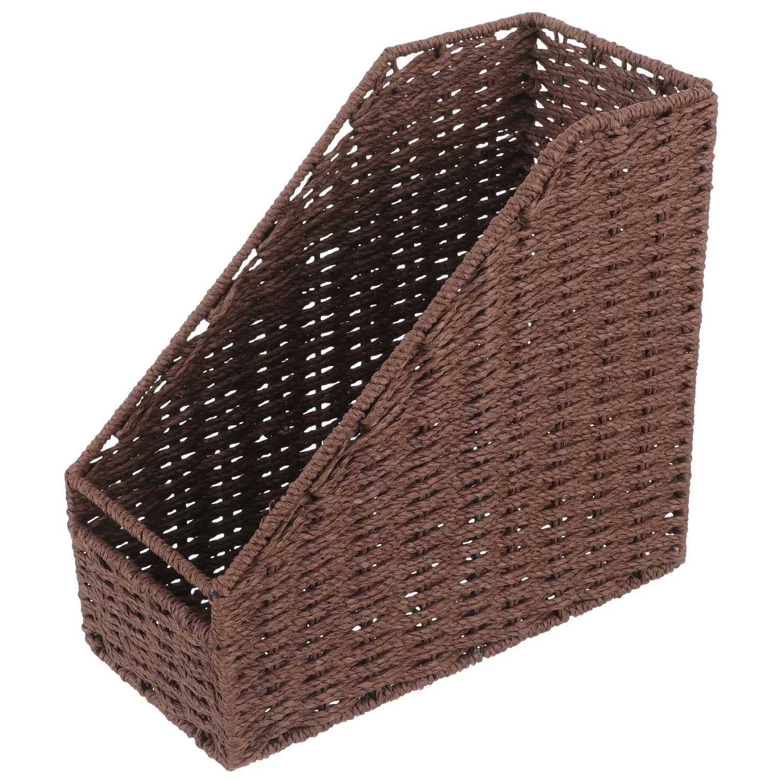 

Desktop Document Rack File Organizer Bookshelf Magazine Box Paper Rope Brown Color Storage Solution For Tidy Books Papers Desk