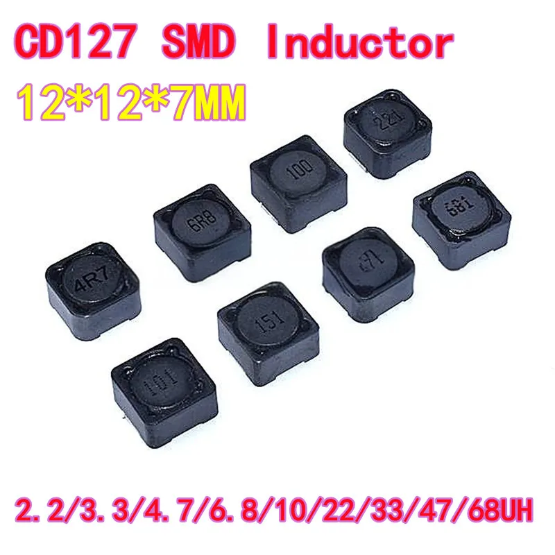 10 قطعة CD127 محث SMD 2.2/3.3/4.7/6.8/10/22/33/47/68μH مغو محمي الطاقة 12*12*7 مللي متر