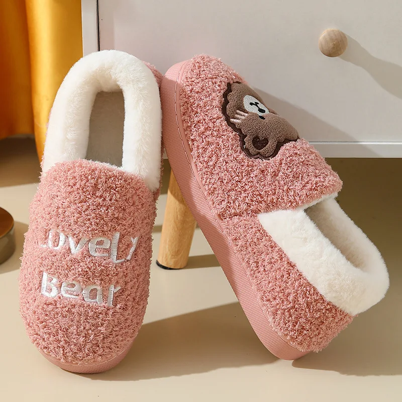 2022 New Winter Cotton Slippers Women's Warm Plush Cartoon Shoes Indoor Home Fashion Comfortable Soft Anti Skid Couples Slippers