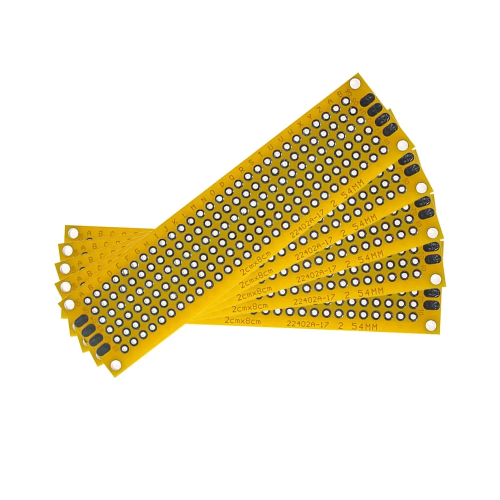 5PCS PCB Board Yellow Double-sided Board 2*8CM PCB DIY Universal Circuit Boards