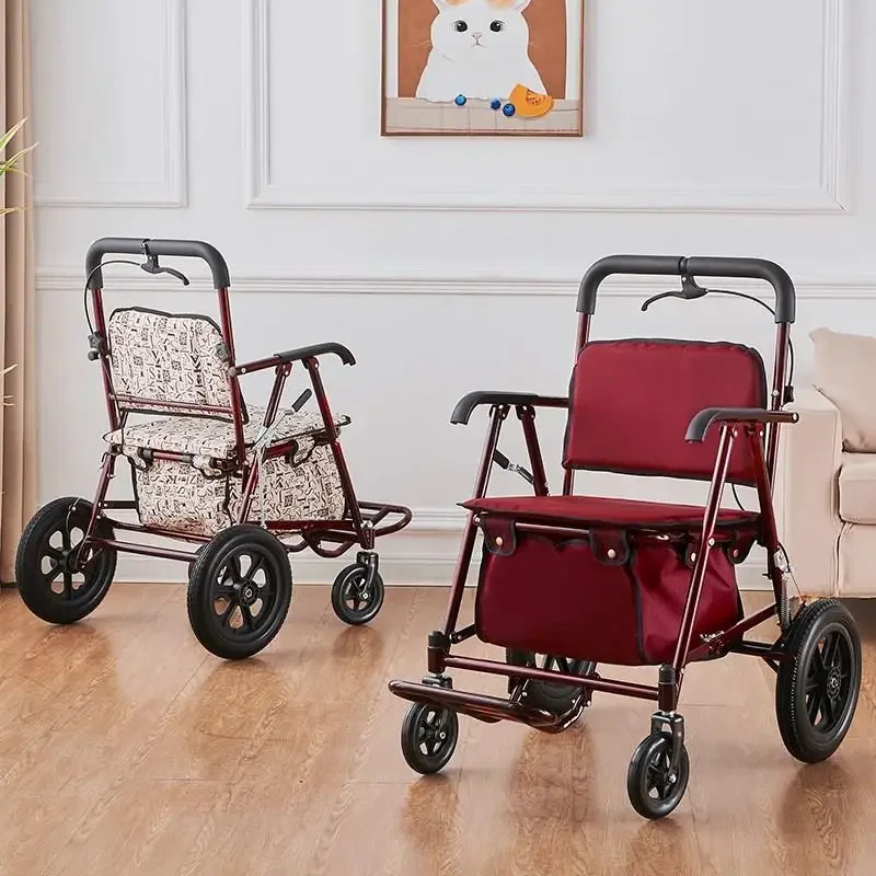 Widening and enlarging elderly handcart for sitting, foldable elderly shopping cart, elderly grocery shopping cart,