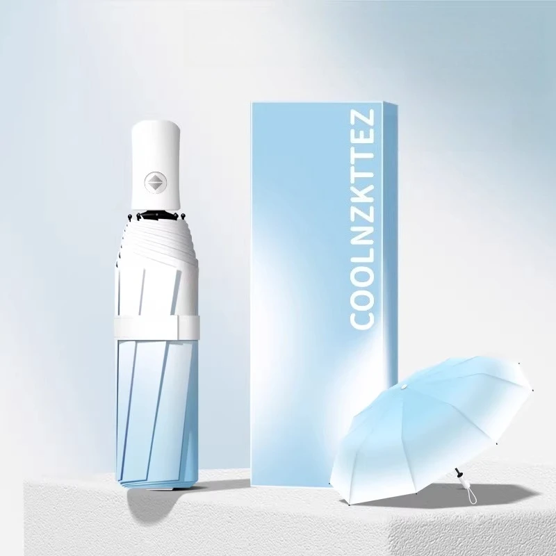 

Автоматический складной зонт с высокой УФ-защитой, пятислойный, водонепроницаемый, для путешествий, с эстетичным градиентным дизайном, всепогодный зонт