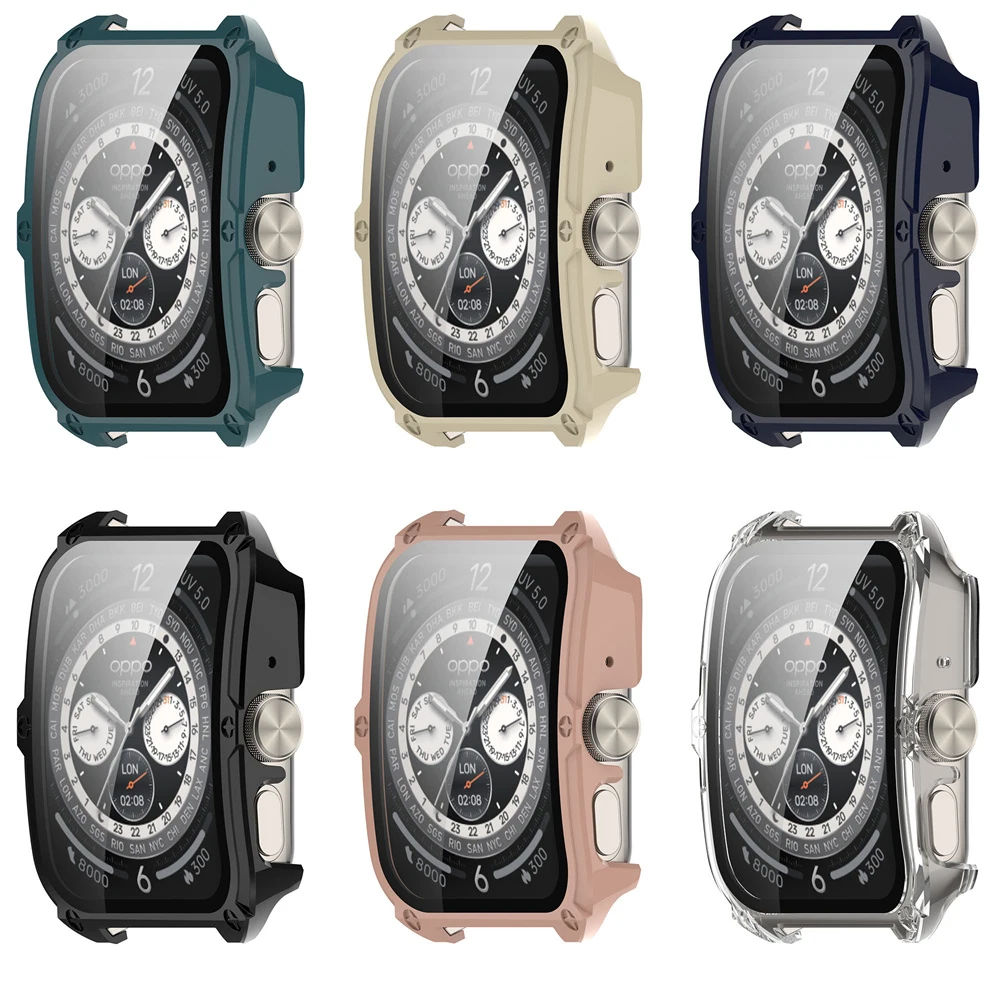 Oppo Watch4 pro用の保護ケース,耐衝撃性,保護カバー,強化フィルム付き,BEHUA-PC