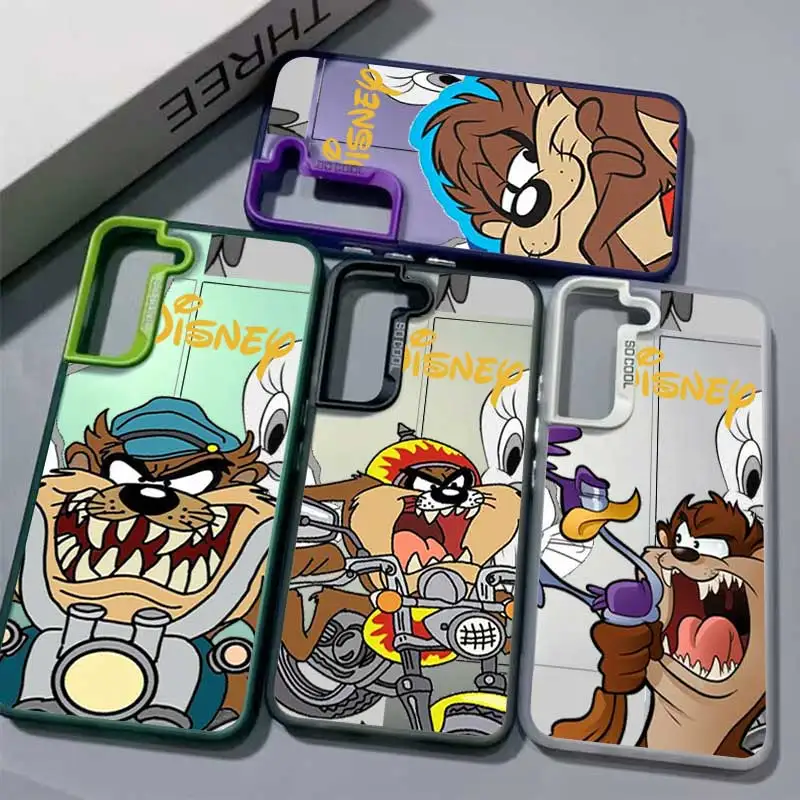 Matte Case For Samsung Galaxy A54 A51 A71 A50 A73 A34 A23 A33 A21 53 A52 Cover Lens Frame Plated Silver Disney Bugs Bunny Cycle