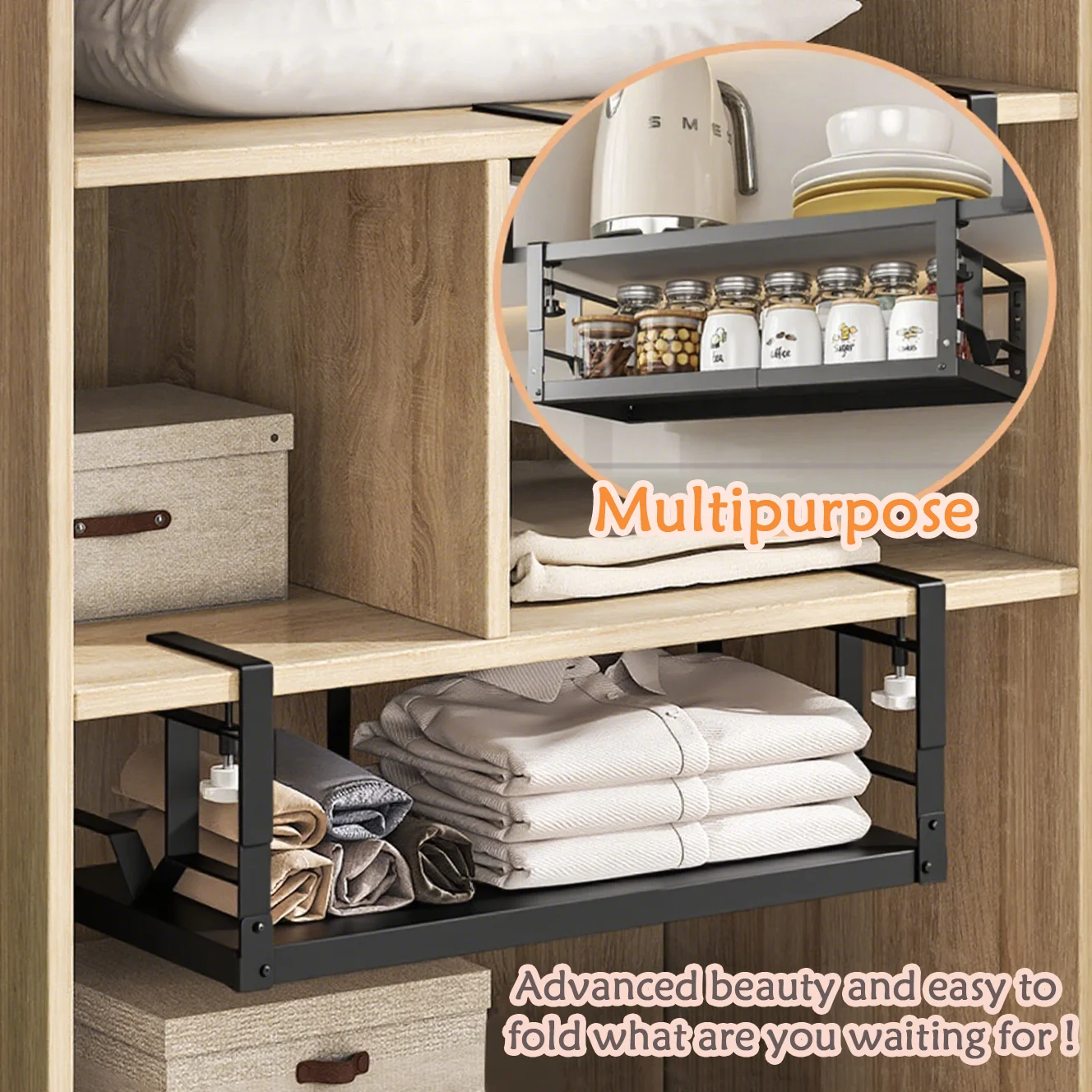 

Super stable cabinet hanging basket, used for storing various utensils, beautiful and durable, saving space and increasing fun