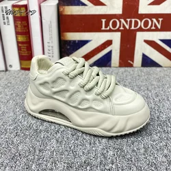 Chunky Sneaker Men Designer Air Cushion Board Shoes Fashion Casual Split Leather Breathable Height Increased Flat Platform Shoes