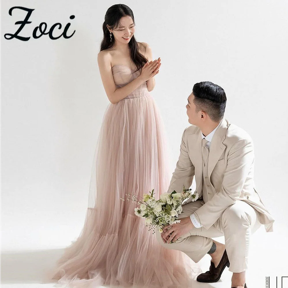 

Zoci Princess Sweetheart Korea Wedding Dresses Customized Ruched Fairy Tulle Purple Bride Dress Photos Shoot Formal Wedding Gown