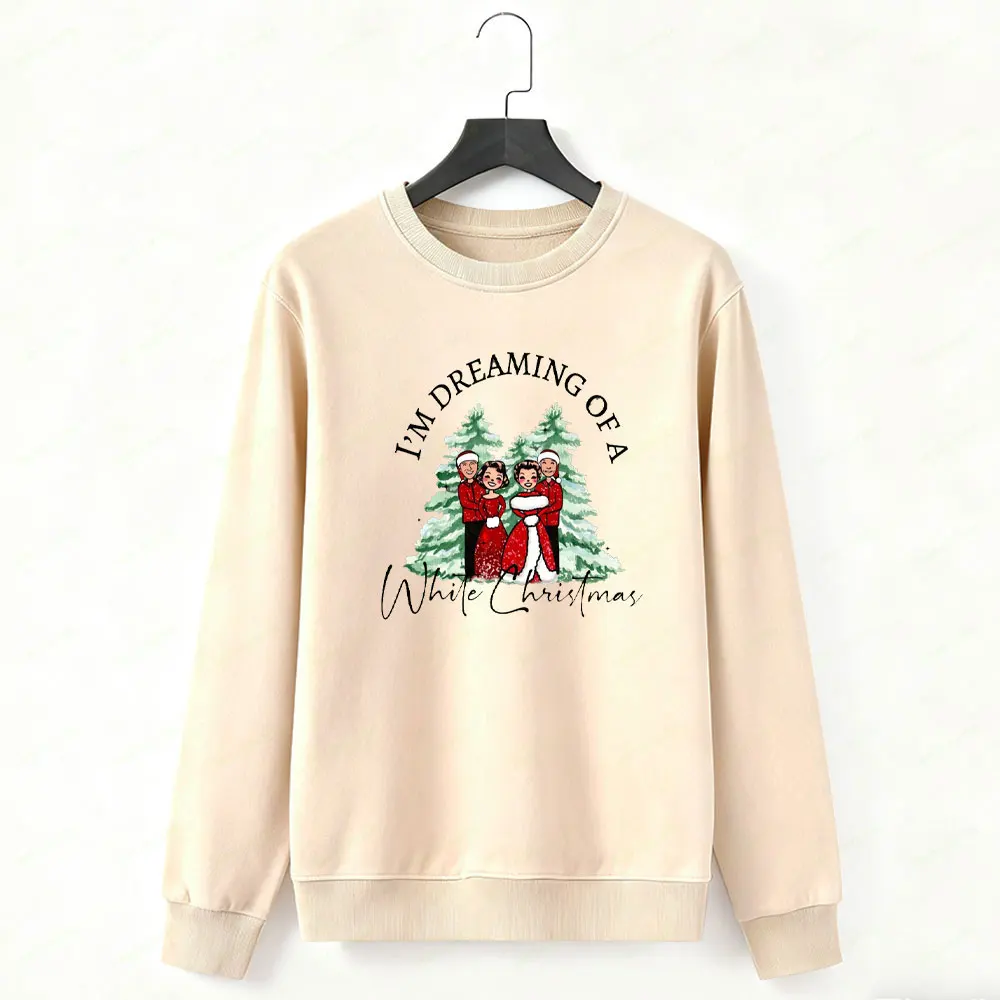 私はホワイトクリスマスを夢見ています パーカー クリスマスファミリーマッチングスウェットシャツ ノームズTシャツ クリスマスファミリーパーカー 女性服