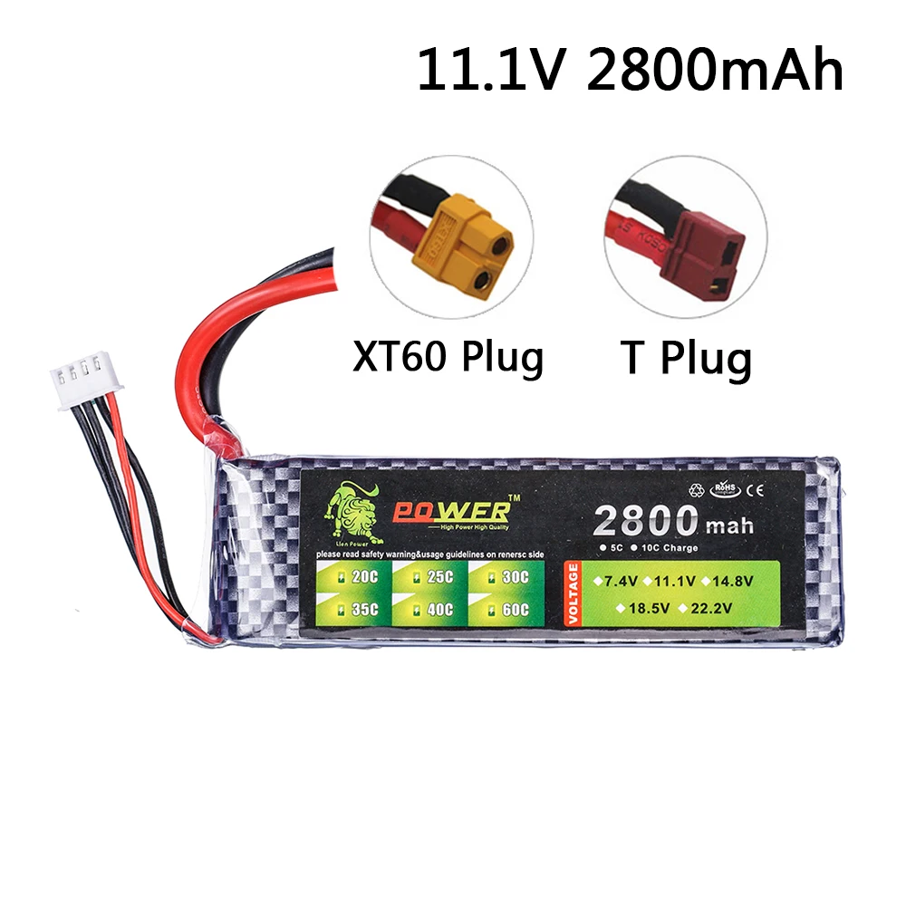 11.1v 2800mAh Lipo Battery For RC Helicopter Parts 3s Lithium battery 11.1v 35C RC Cars Airplanes Drone Battery T/XT60 plug