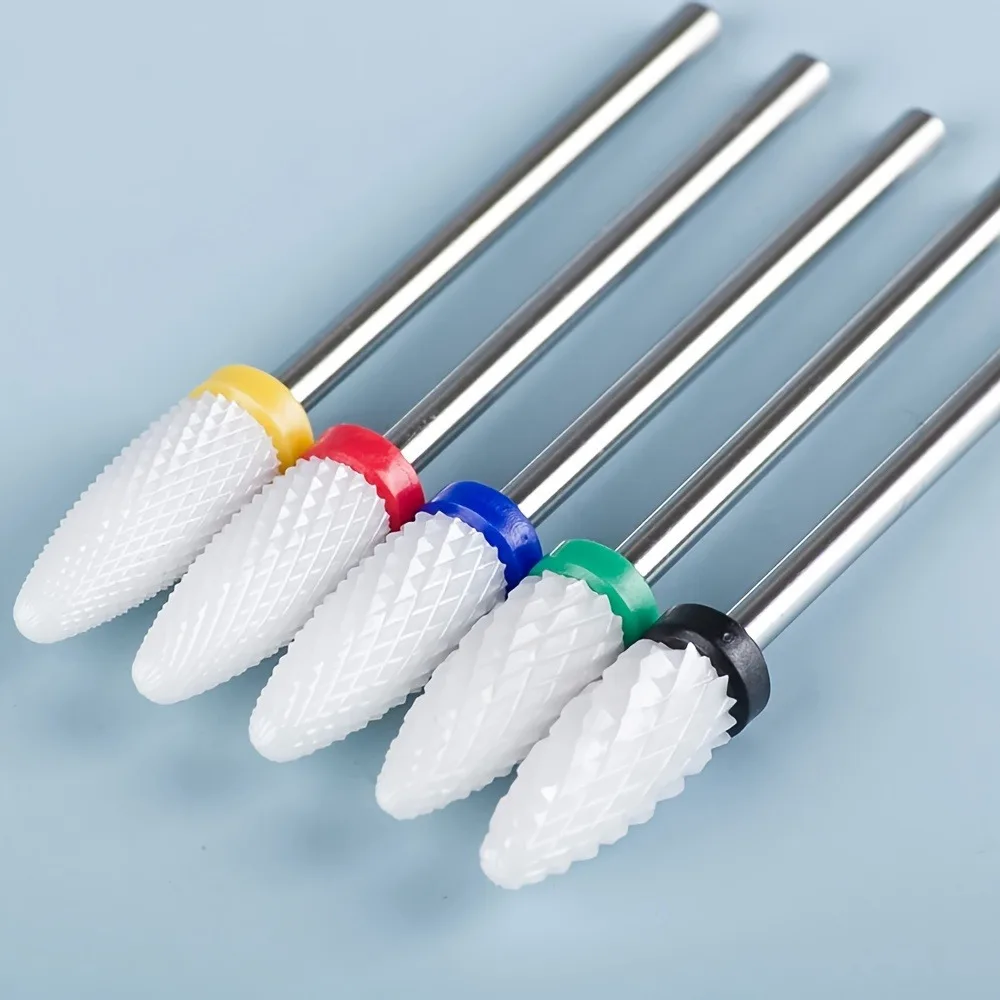 Juego de brocas de cerámica profesionales para uñas, 5 uds., para quitar esmalte de uñas en Gel, accesorios para máquinas de pedicura, herramienta artística para uñas, adecuada
