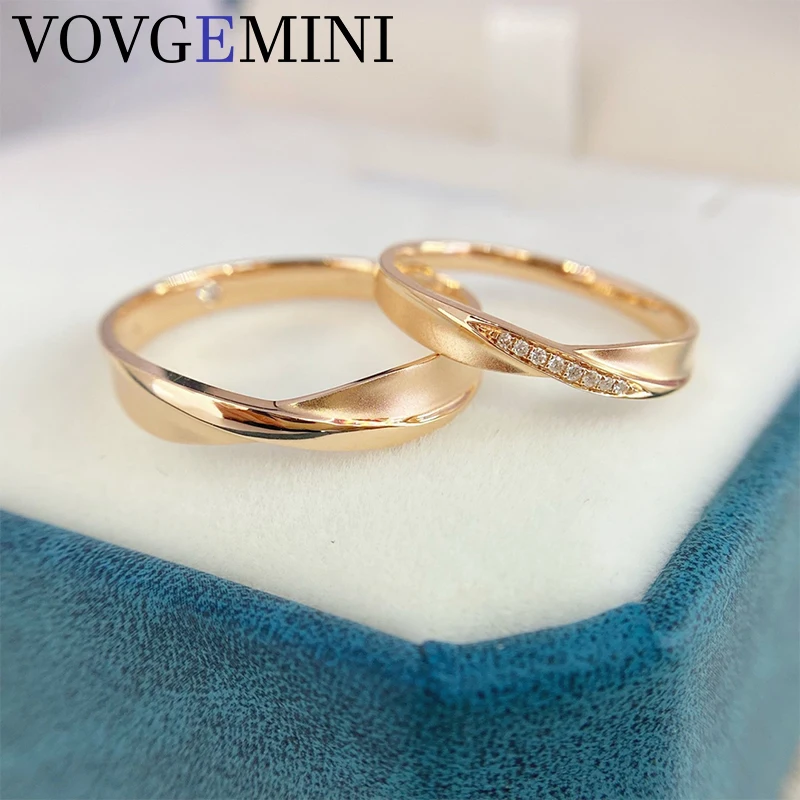 

VOVGEMINI Simple Fashion Diamond Couple Rings Band 18k Yellow Gold Cross Circle Blingbling Ring For Women Men Femme Jewelry
