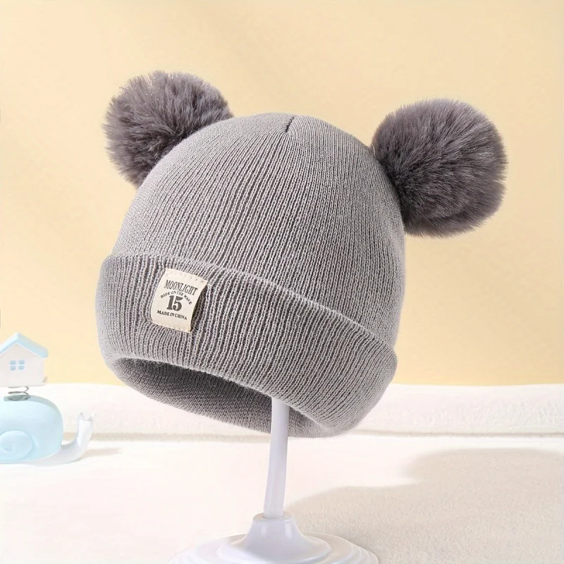 Autumn and Winter Baby Hat Warm Male and Female Baby Autumn and Winter Beanie Infant Newborn0-12Newborn Double Layer