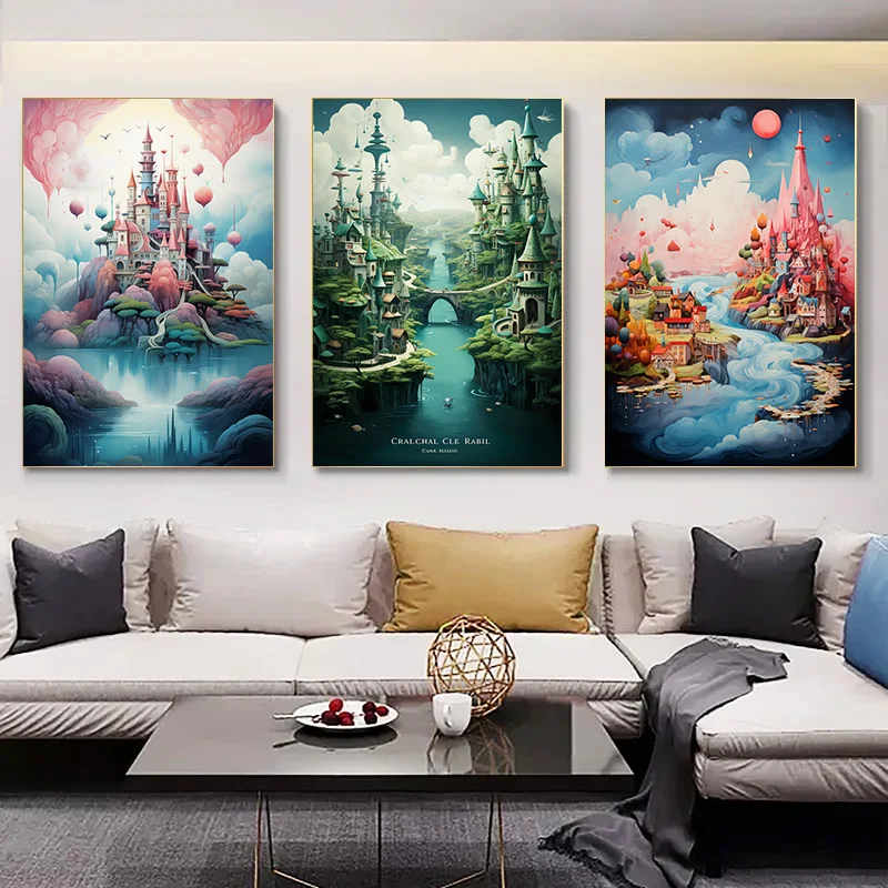 Canvas Painting Decoration Pictures Room Wall Decor 1pcs Home Decor Interior Paintings Castle Artistic Conception Magical World