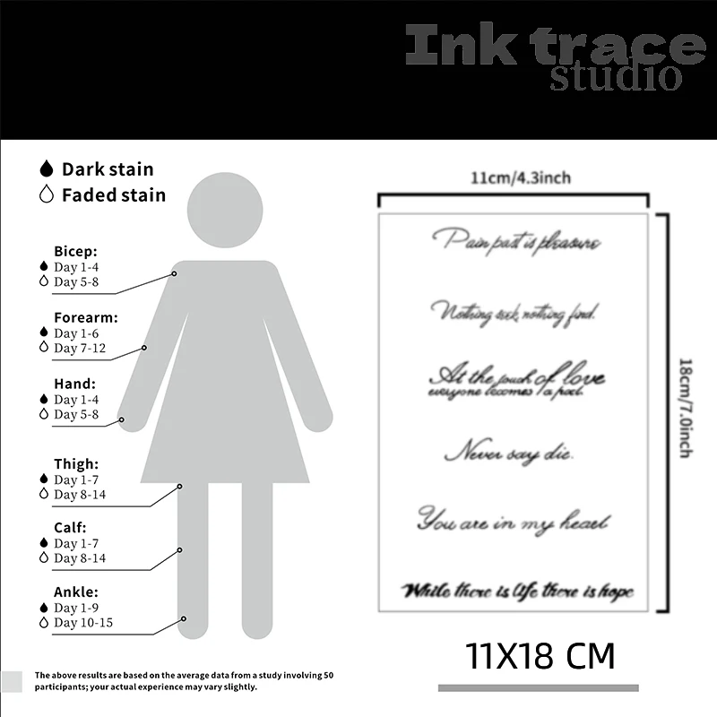 Waterproof Sentence Pattern Temporary Tattoo Stickers Realistic Semi-Permanent Fake Tattoos for Arms Lasting 1-2 Weeks