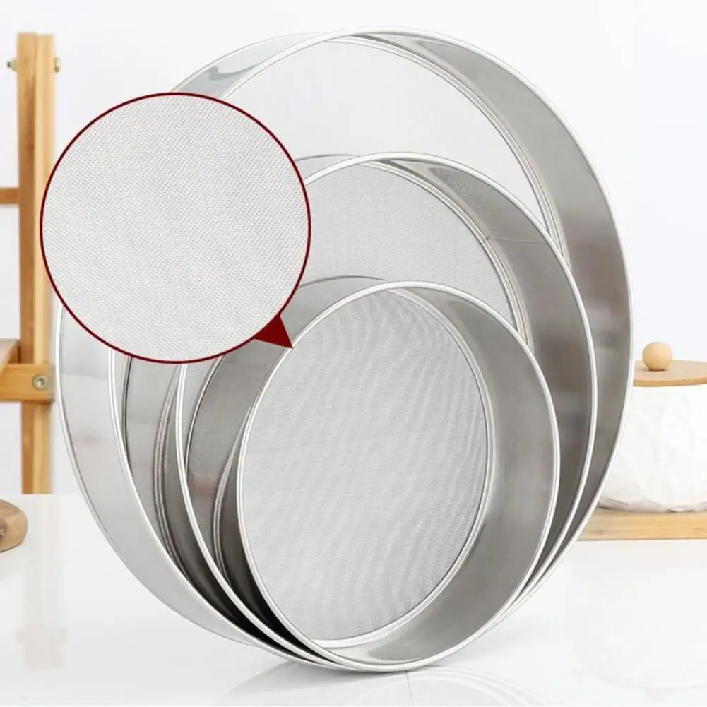 60 Mesh Hand Crank Flour Sifter Stainless Steel Sieve with Hanging Loop Circular Strainer Baking Powder Sugar Rotating Filter
