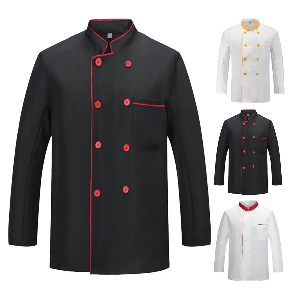 Uniforme de chef de manga larga unisex, chaquetas de Chef de cocina, camisa de uniforme de restaurante, uniforme de Chef de comida rápida, camisa masculina