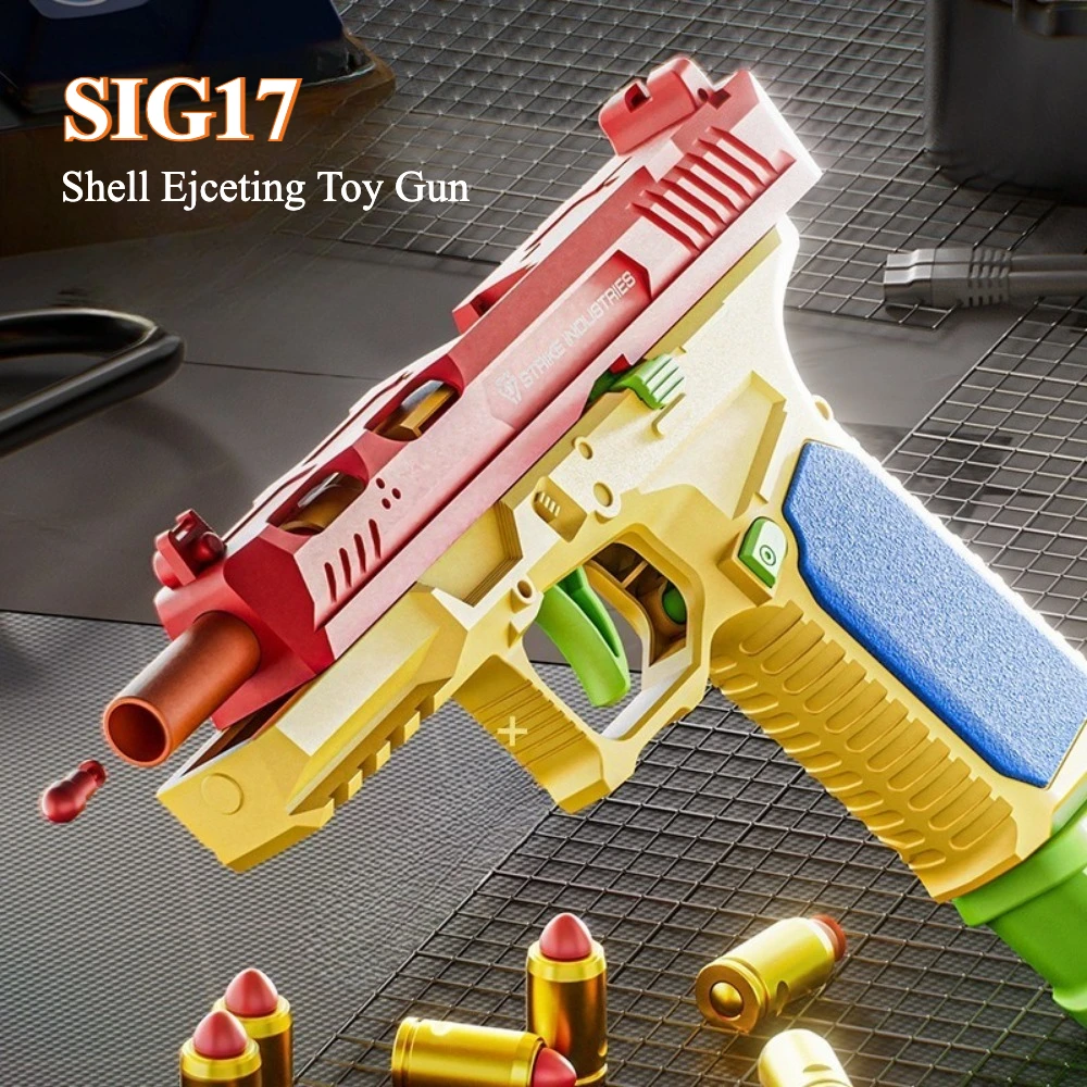 Continuous Shooting Toy Gun SIG17 Airsoft Pistol Shell Eject Empty Hanging Launcher Outdoor Game for Children Christmas Gift