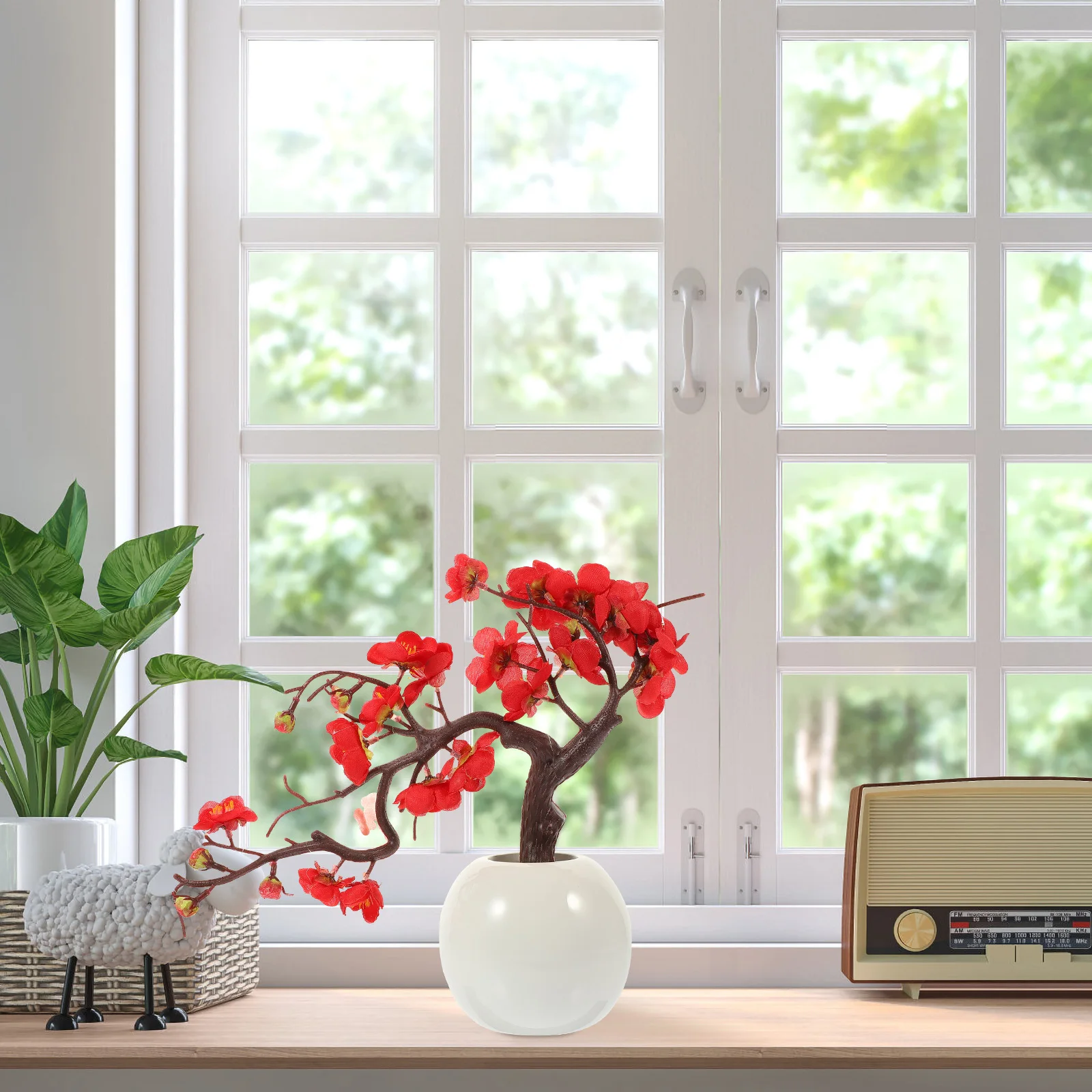 حلويات الشتاء الاصطناعية بونساي بوعاء النبات ديكور المنزل مكتب نابض بالحياة وهمية الزهور داخلي في الهواء الطلق الزينة بونساي الاصطناعي ،