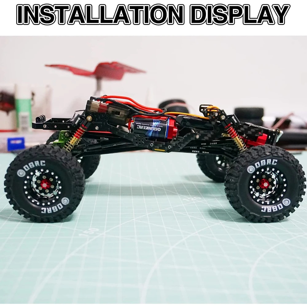 Esilun Carbon Fiber Angled Skid Chassis Kit Angled Skid LCG Chassis Kit for Axial SCX24 Deadbolt JLU C10 Bronco Accessories