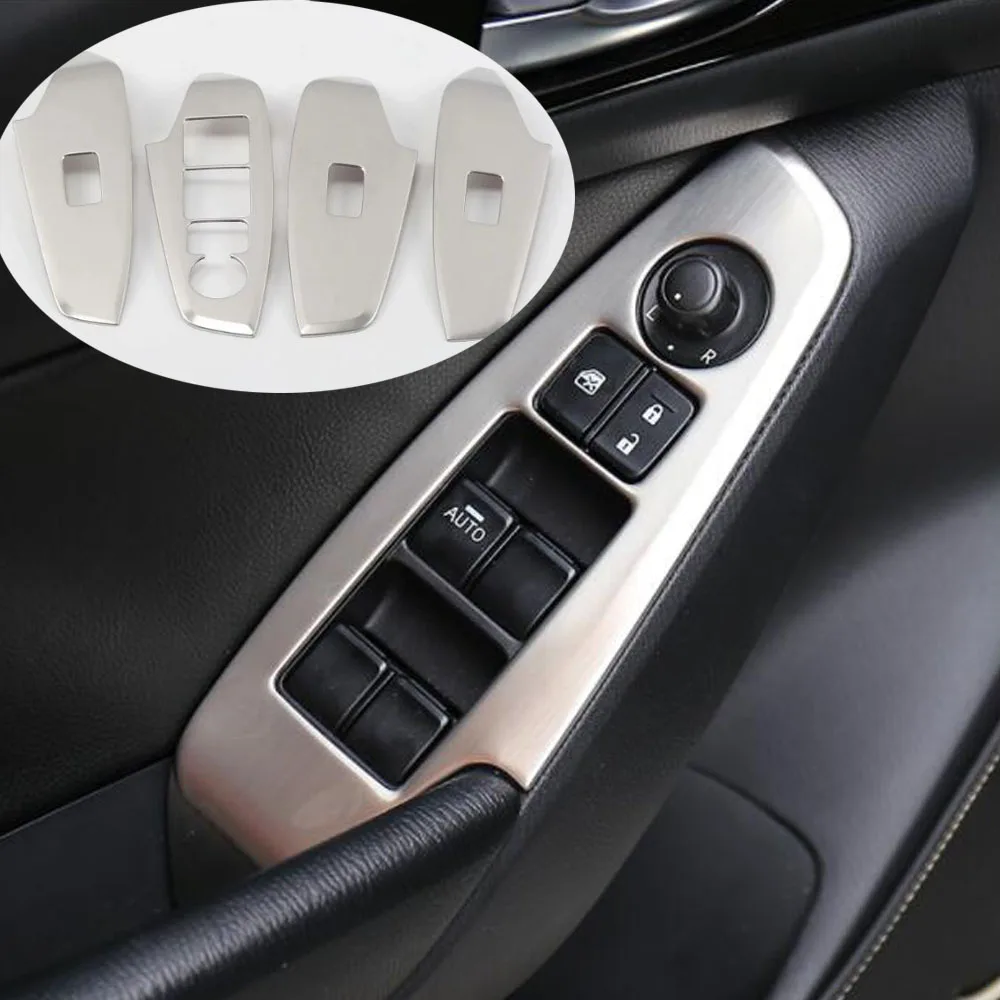 For Mazda 3 Axela M3 2014 2015 2016 2017 2018 2019 Car Cover Door Window Glass Panel Armrest Lift Switch Button Trim Frame 4pcs