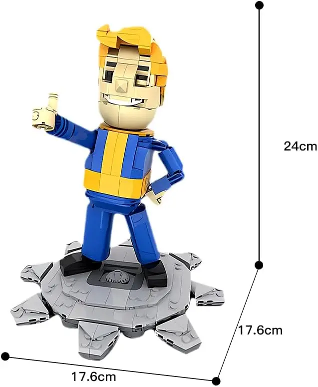 مكعبات بناء MOC Vault Boy تعطي لعبة تمثال سطح المكتب القابل للتصرف مع حامل هدية مثالية لمحبي الألعاب للأطفال