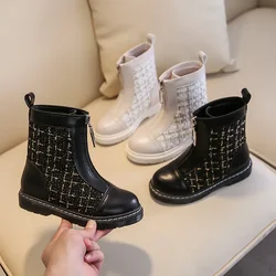 Bottes Martin pour enfants filles, chaussures de Style britannique, à la mode coréenne, chaudes et résistantes à l'usure