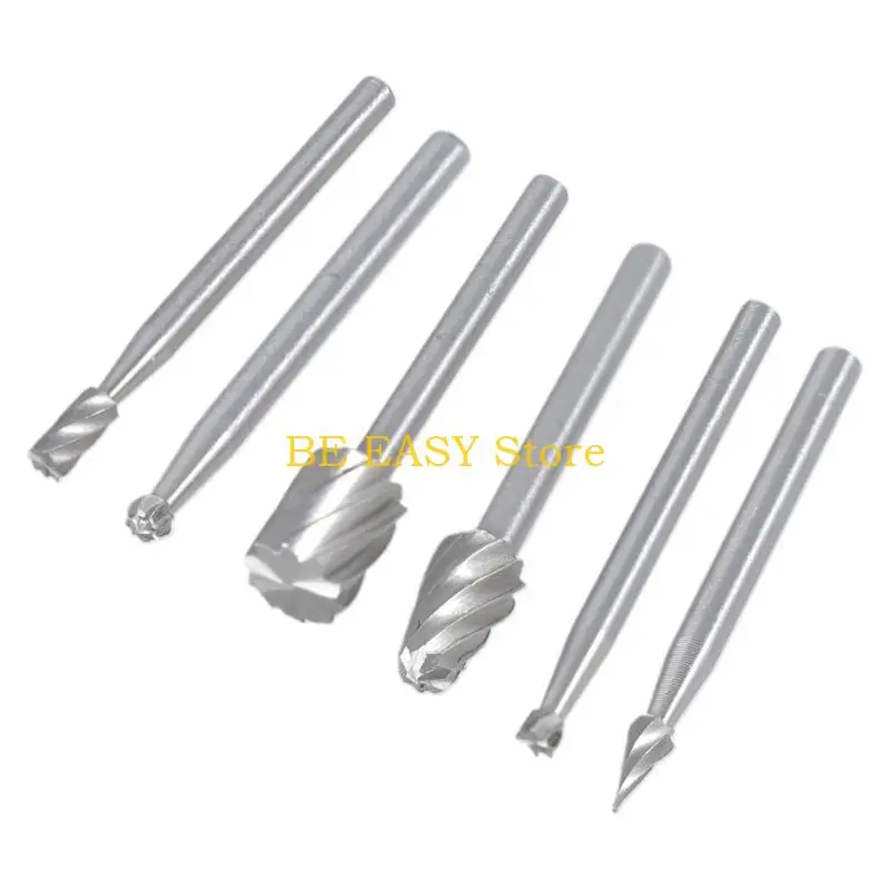 E28F 6pcs HSS Routing Router Grinding Bits Bit untuk Alat Rotary Untuk Mini Baru