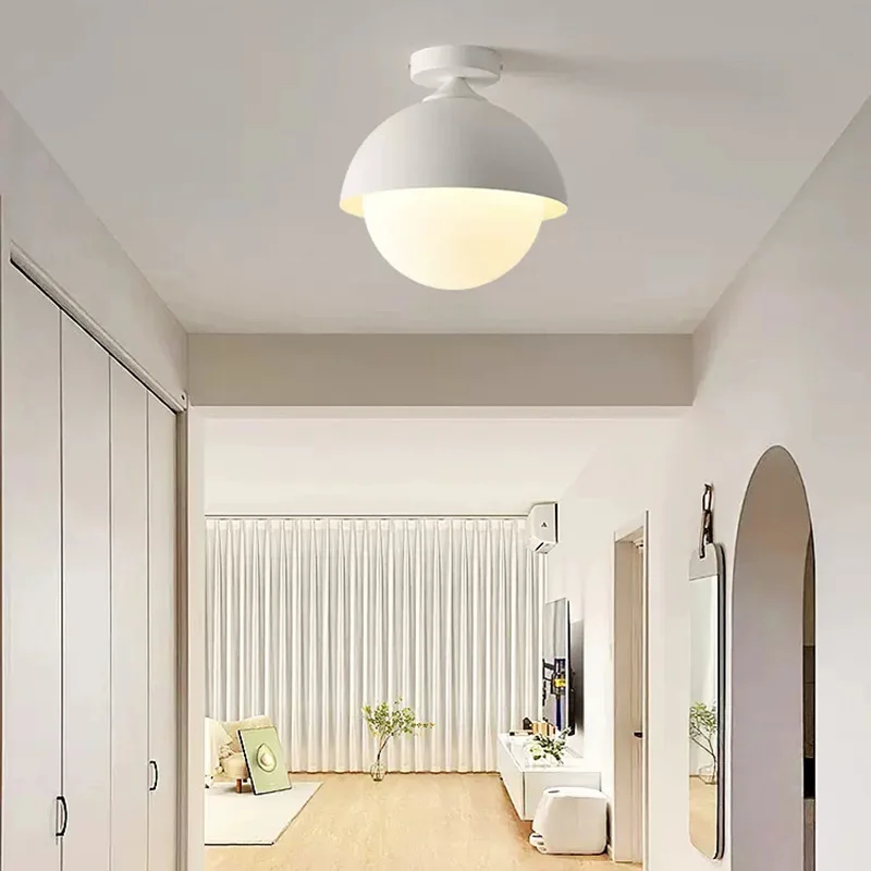 

Modern Ceiling Lamps E27 Glass Lampshade Ceiling Light For Bedroom Corridor Indoor Lighting Decoration Fixture White Black