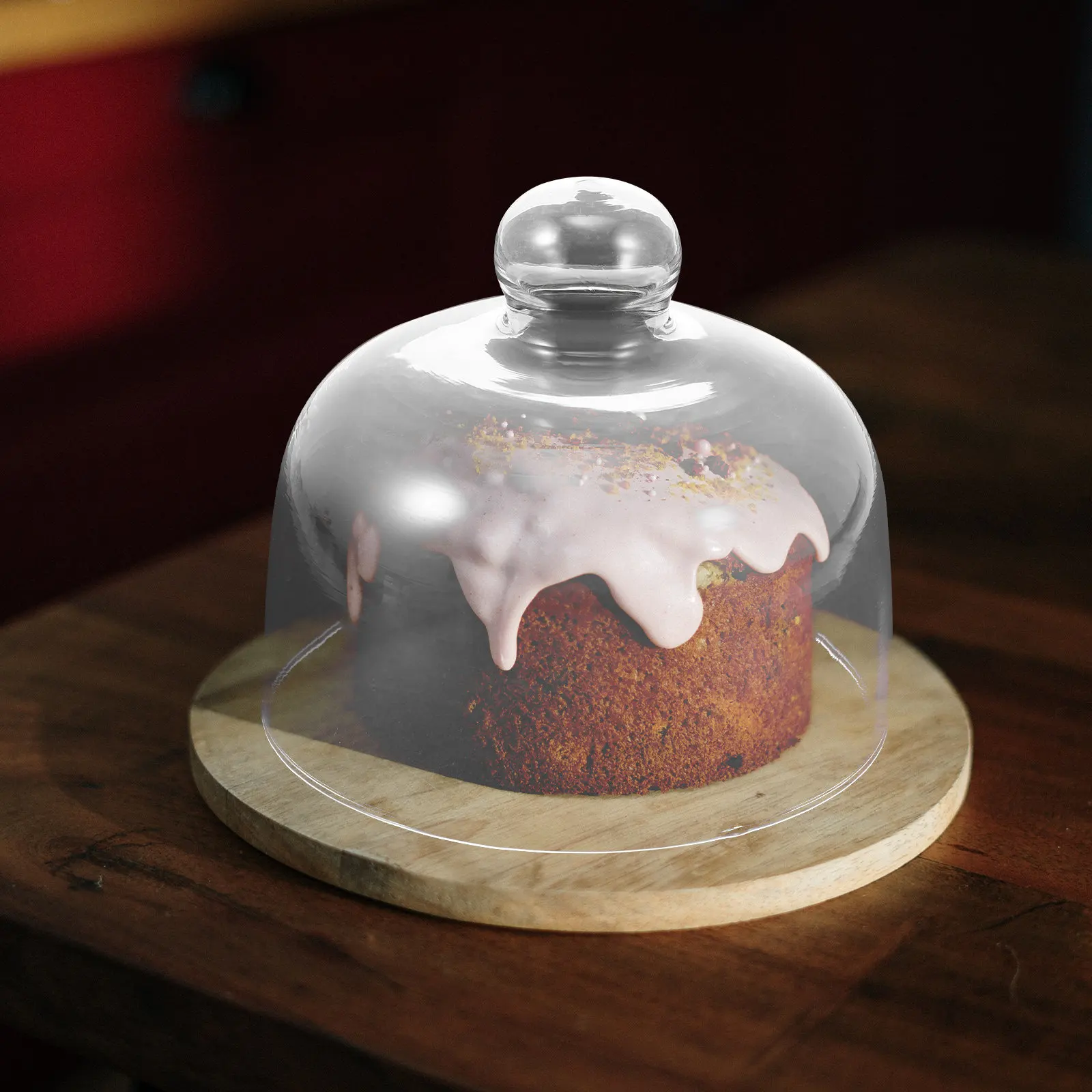 Crystal Clear Glass Food Cover for Cake Dessert Fresh Keeping Dustproof Insect Proof Party Banquet Display Stable Easy Clean