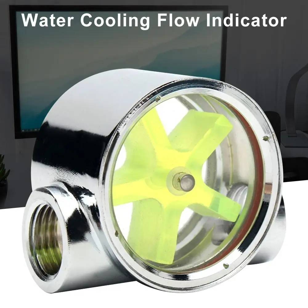 Professional Copper Chromed Meter 2 Ways Flow Meter Water Cooling Flow Indicator G1/4 Threaded