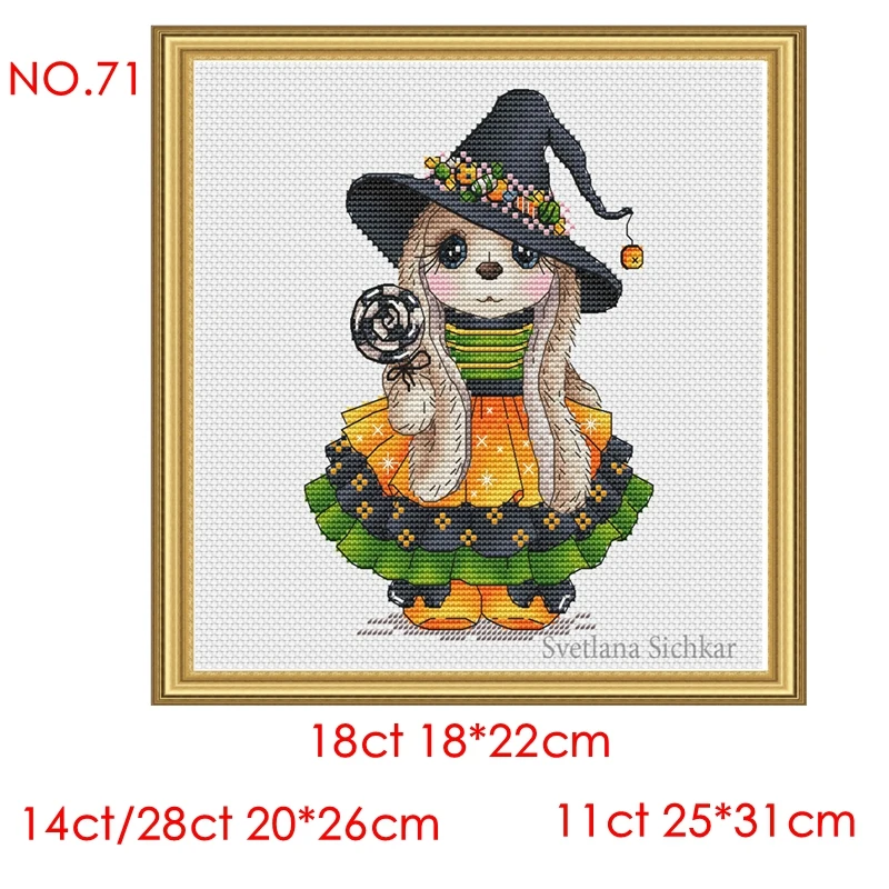 The cross-stitch set 28CT, 18CT, 14CT and 11CT can be selected as printed fabric handmade material pack saga Halloween Rabbit
