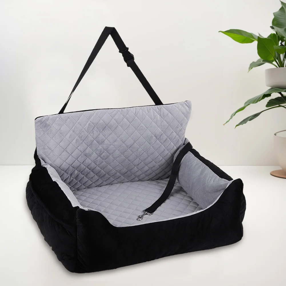 Dog Booster Seat with Storage Pocket Pet Car Seat Travel Bed Non-Slip Base Car SUV Seat Puppy Bed Soft Dog Car Seats Travel Bed