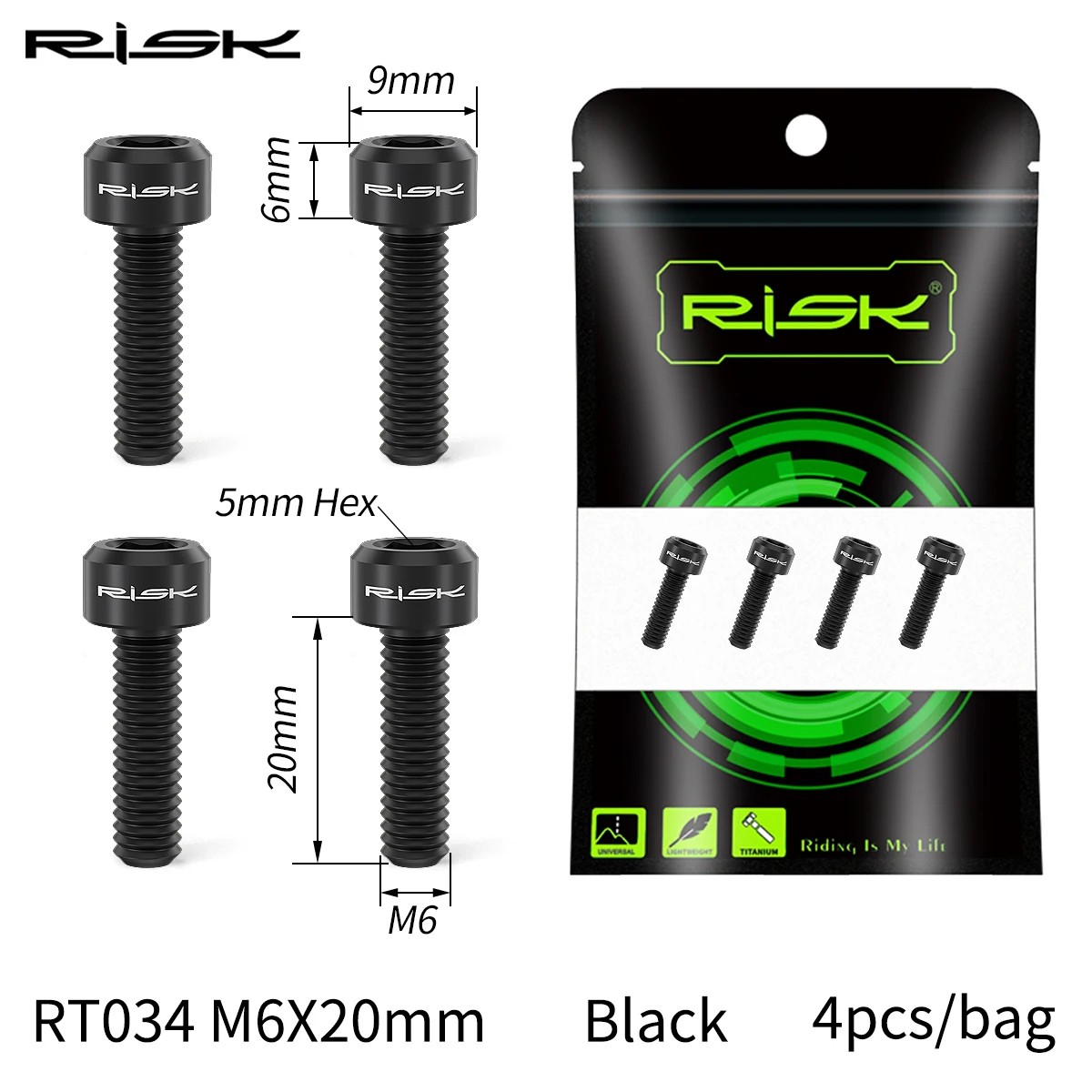 RISIKO 4PCS M6x16/18/20mm Fahrrad Scheibenbremse Feste Schrauben mit Unterlegscheibe Titan Mountainbike Bremssattel Klemme
