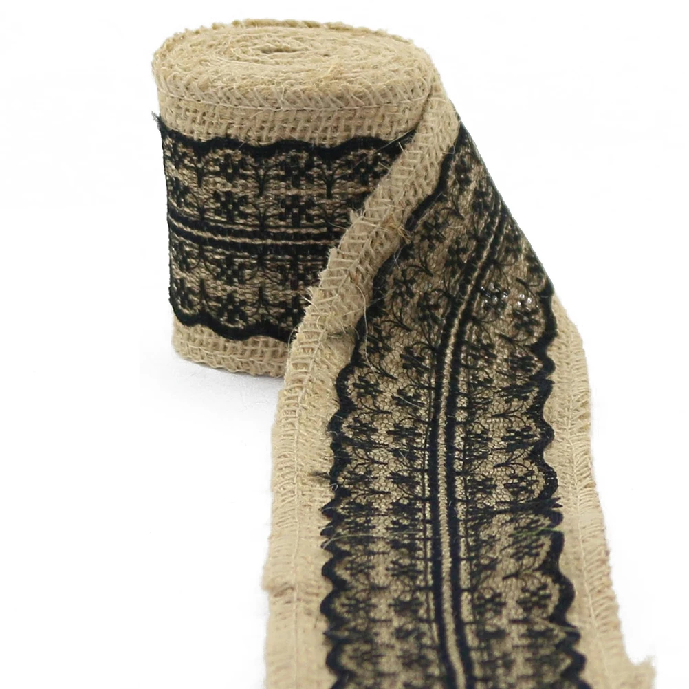 

4 Pcs Jute Ribbon Wired Christmas Craft Rolls with Beautiful Lace Edges for DIY Home Wedding Decorations Burlap Ribbons