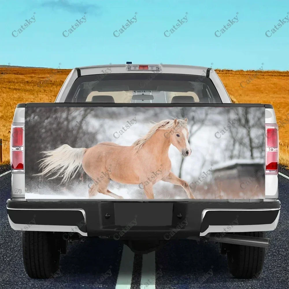 

Animal Snow Horse Car Tail Trunk Protect Vinly Wrap Sticker Decal Wheel Hood Decoration Engine Cover for SUV Off-road Pickup