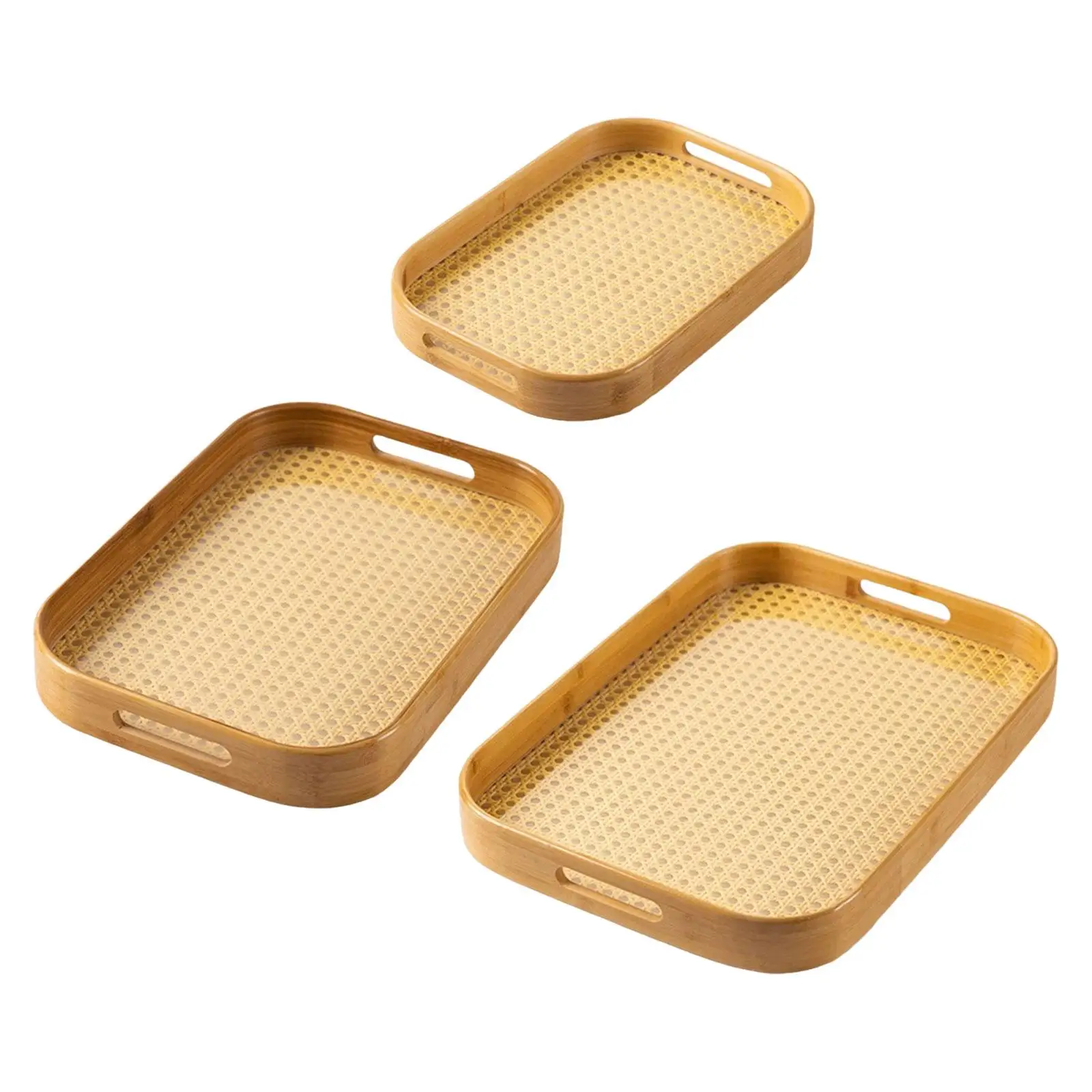 

Bamboo Serving Tray with Handles Nordic Tea Tray Vanity Platter Breakfast Tray for Restaurant Bedroom Home Party Eating Storing