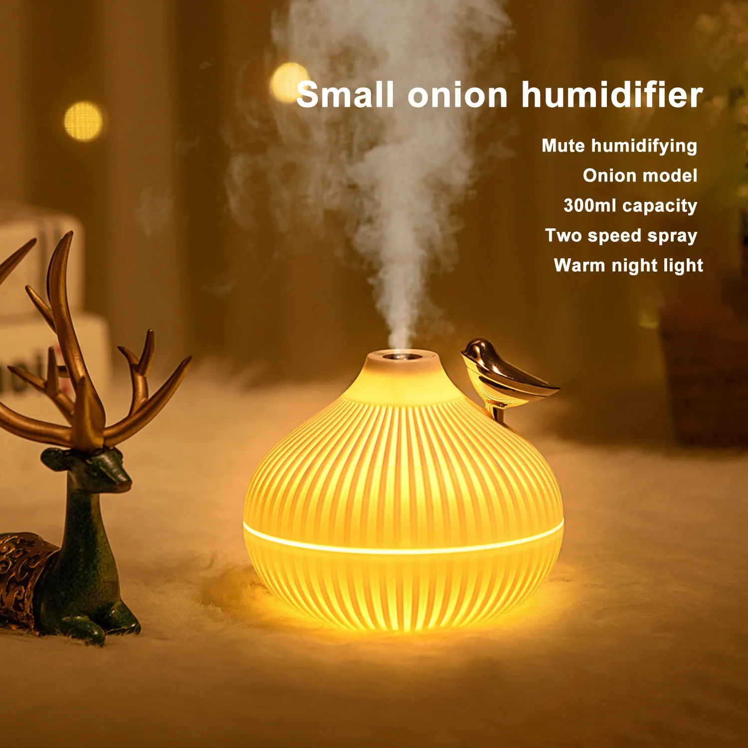 

New NEW 300ML Small Onion Electronic Spray Diffuser Cool Usb Night Light Air Portable Ultrasonic Hydrating Water Humidifier