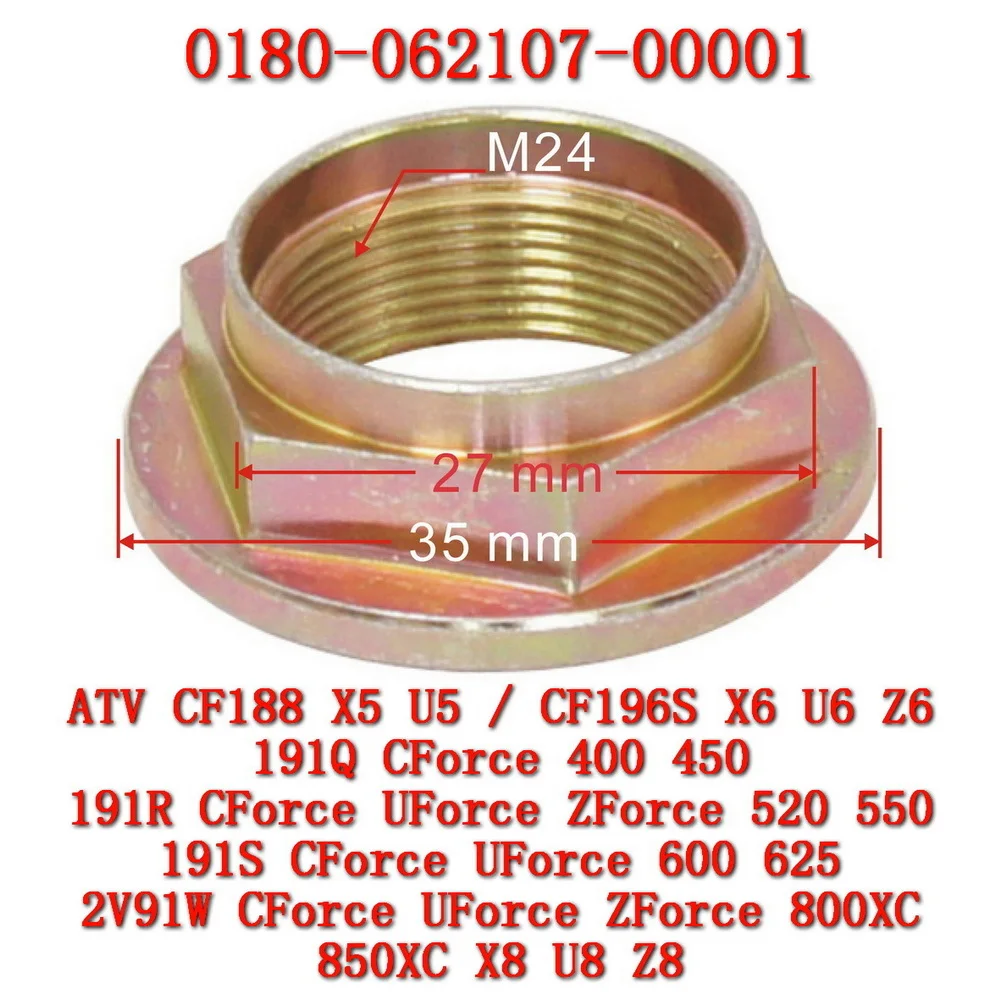 Locknut, Bevel Gear 0180-062107-00001 for cf moto ATV CF500 CF600 CF625 CF800ATR CF800AU CF800AZ SSV CF500US CF500UTR CF600CF625