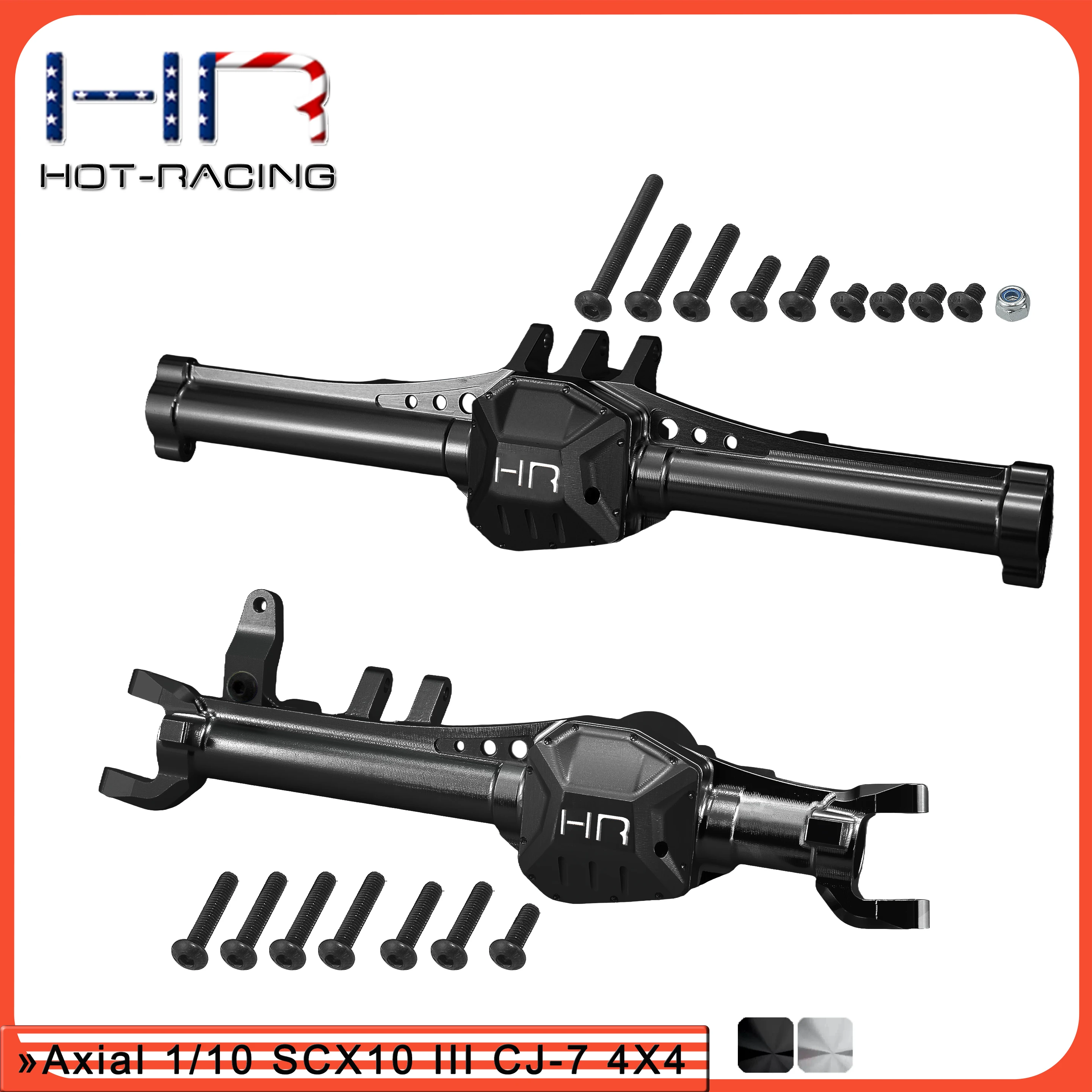 Hot Racing SXTT12XR01 & SXTT12XF01 Aluminum Axle Housing Set for Axial 1/10 SCX10 III CJ-7