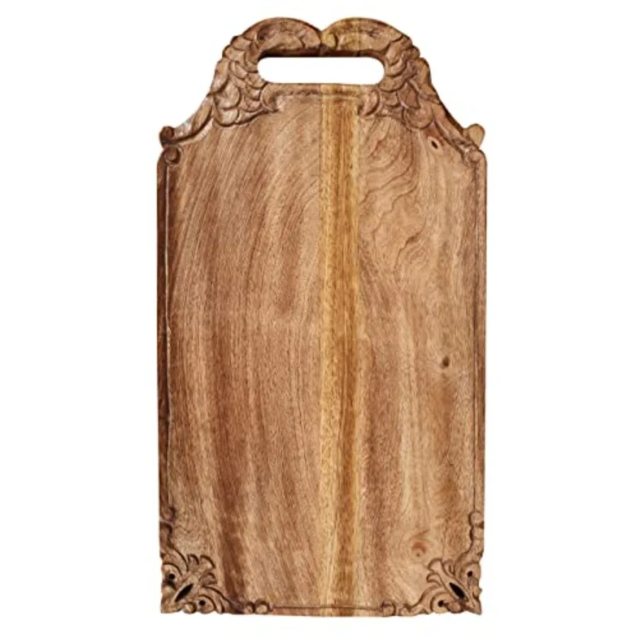 

Поднос для нарезки и подачи из резного дерева манго для кухни, обеденного стола и использования на открытом воздухе, размер 16,5x9x0,95 дюймов