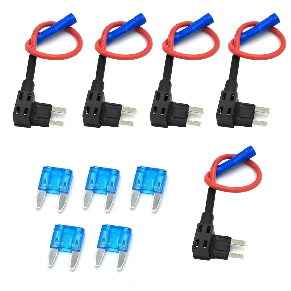 

Mini Add-a-Circuit Fuse Tap 12V - 5 Pack Blade Fuse Holder with 15A Mini ATM Fuses for Truck RV Marine