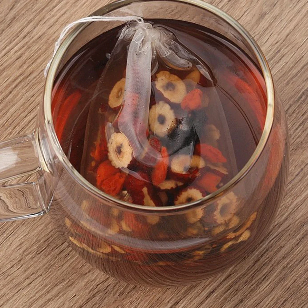 50 Pcs Disposable Tea Bags Filter Bags for Tea Infuser with String Heal Seal Transparent Nylon Spice Filters Teabags Teaware