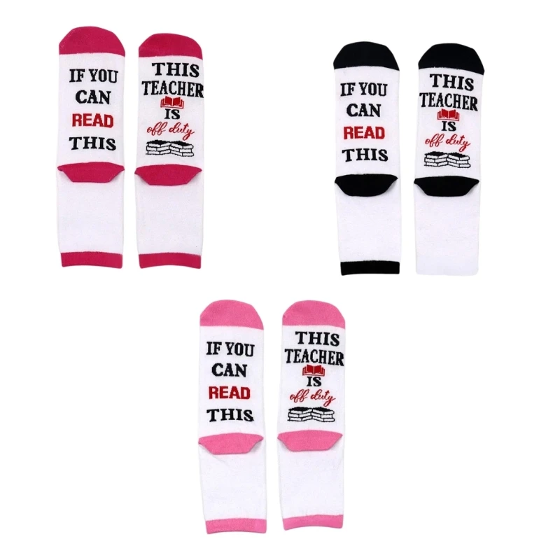 Teacher's Day Appreciation Gift Cotton Middle Calf Socks with Letter Pattern